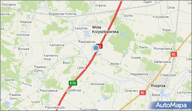 mapa Jeżów Parcela, Jeżów Parcela na mapie Targeo